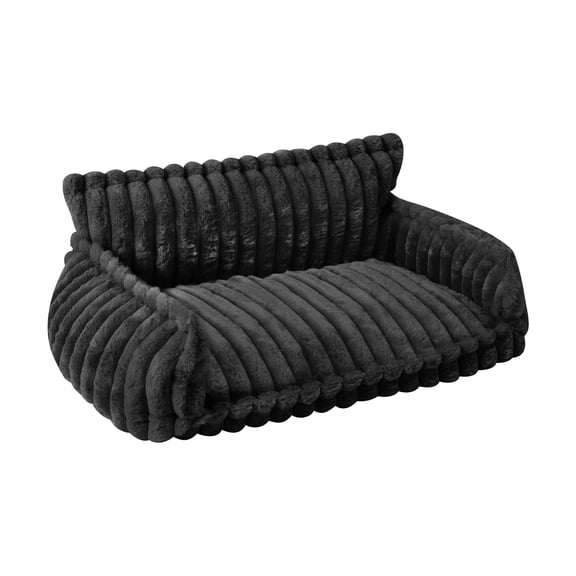 L-Size Pet Couch with Removable Washable Cover, Fluffy Cat Beds, Soft Couch for Pets (31.5*22.4*13inch)-Dark Grey