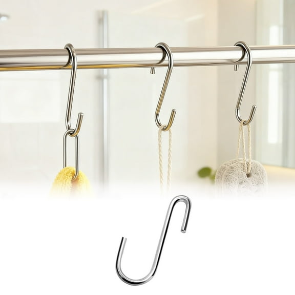 L Size S Hooks for Hanging on Wire Shelves, S Shaped Hanging Hooks Hangers Pan Holder Pot Wire Rack Hooks for Kitchenware Spoons Pans Pots Utensils Jeans Bags Towels Plants