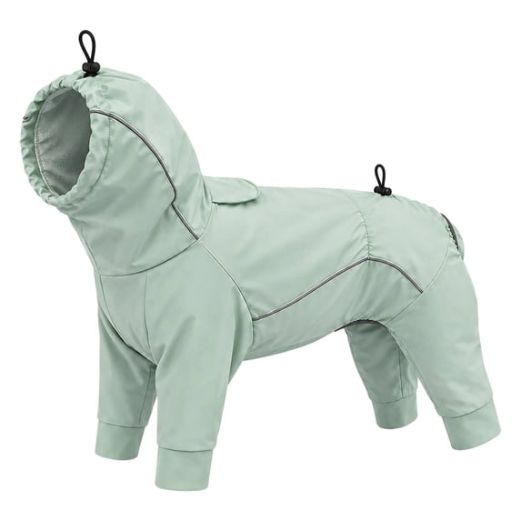L Size Waterproof Full Body Dog Raincoat with Hood, Reflective Four Leg ...