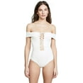 thumbnail image 1 of L*Space CREAM Ridin' High Anja Lace-Up Bandeau One Piece Swimsuit, US 12, 1 of 9