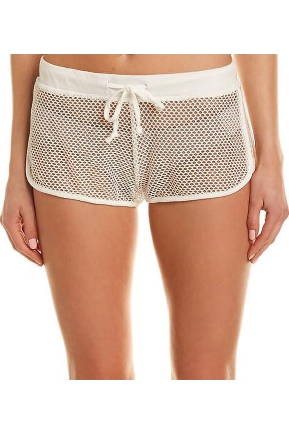 L*Space WHITE Mesh Madness Runner Shorts, US Large