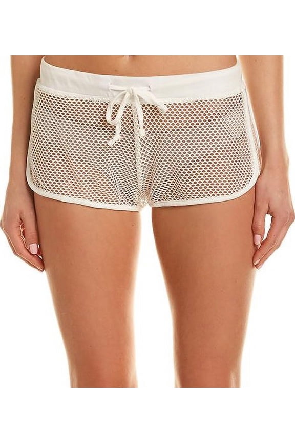 L*Space WHITE Mesh Madness Runner Shorts, US Medium