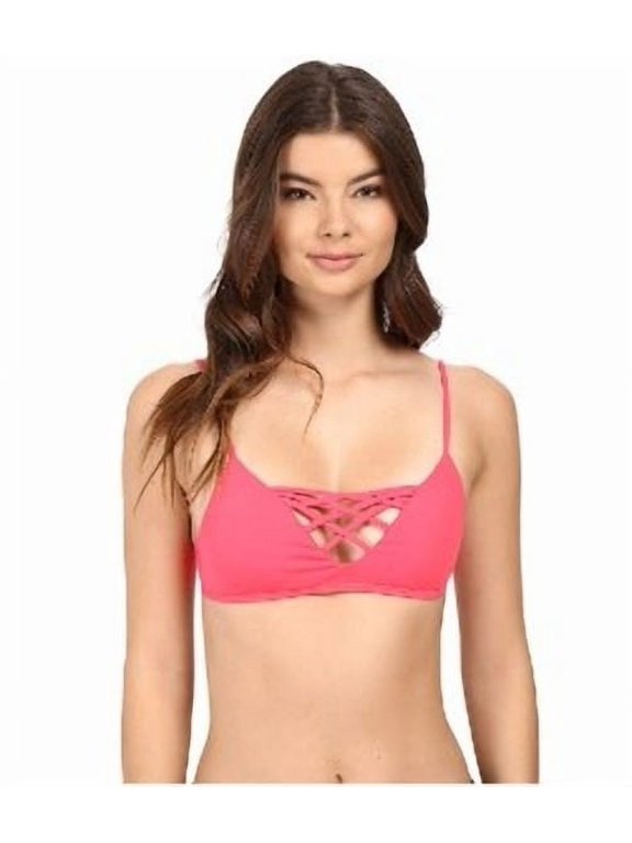L*Space Womens L*Solids Convertible Strap Bikini Top Hot Cherry X-Small