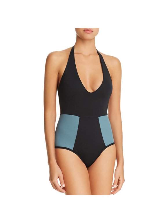 Womens Fireside Colorblock Halter One-Piece Swimsuit