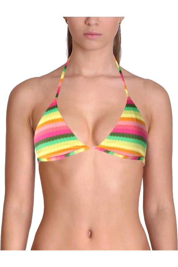 Womens Itty Reversible Striped Swim Top Separates Multi S