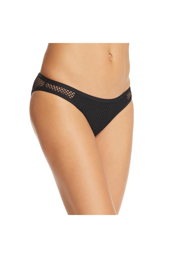 Womens Mesh Cheeky Bikini Swim Bottom Black XS