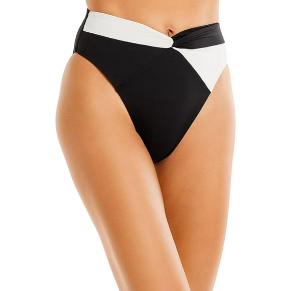 L Space Womens NancyLee Twist Front High Leg Swim Bottom Separates Black-Ivory S