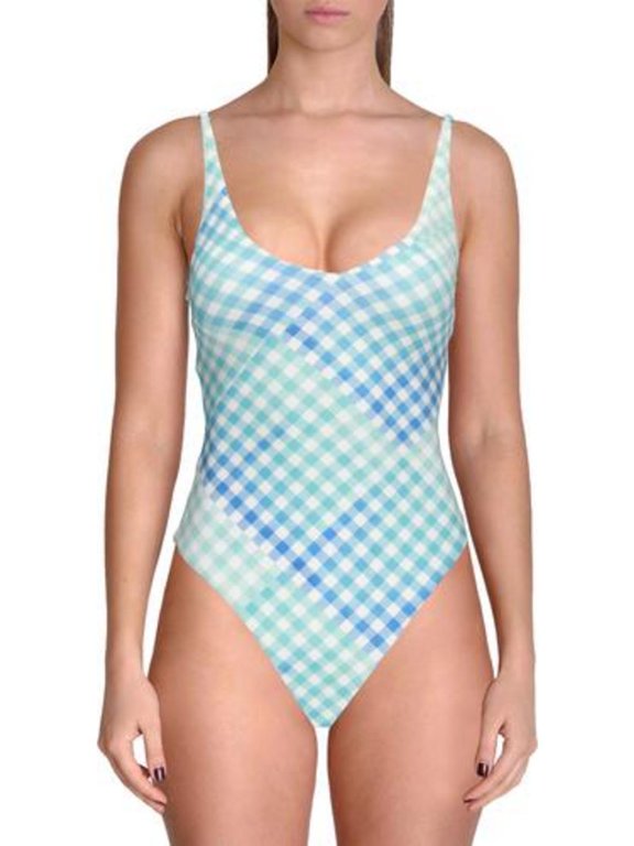 Womens Plaid Cheeky One-Piece Swimsuit