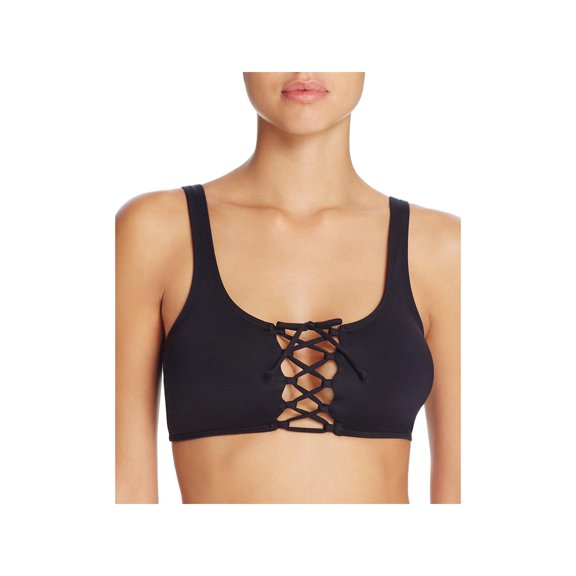 L Space Womens Romi Lace-Up Classic Swim Top Separates Black S