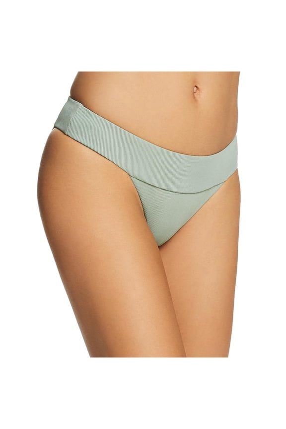 Womens Veronica Solid Ribbed Swim Bottom Separates Green XS
