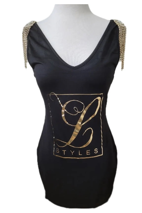 ' Black Fringe Shoulder Bodycon Dress