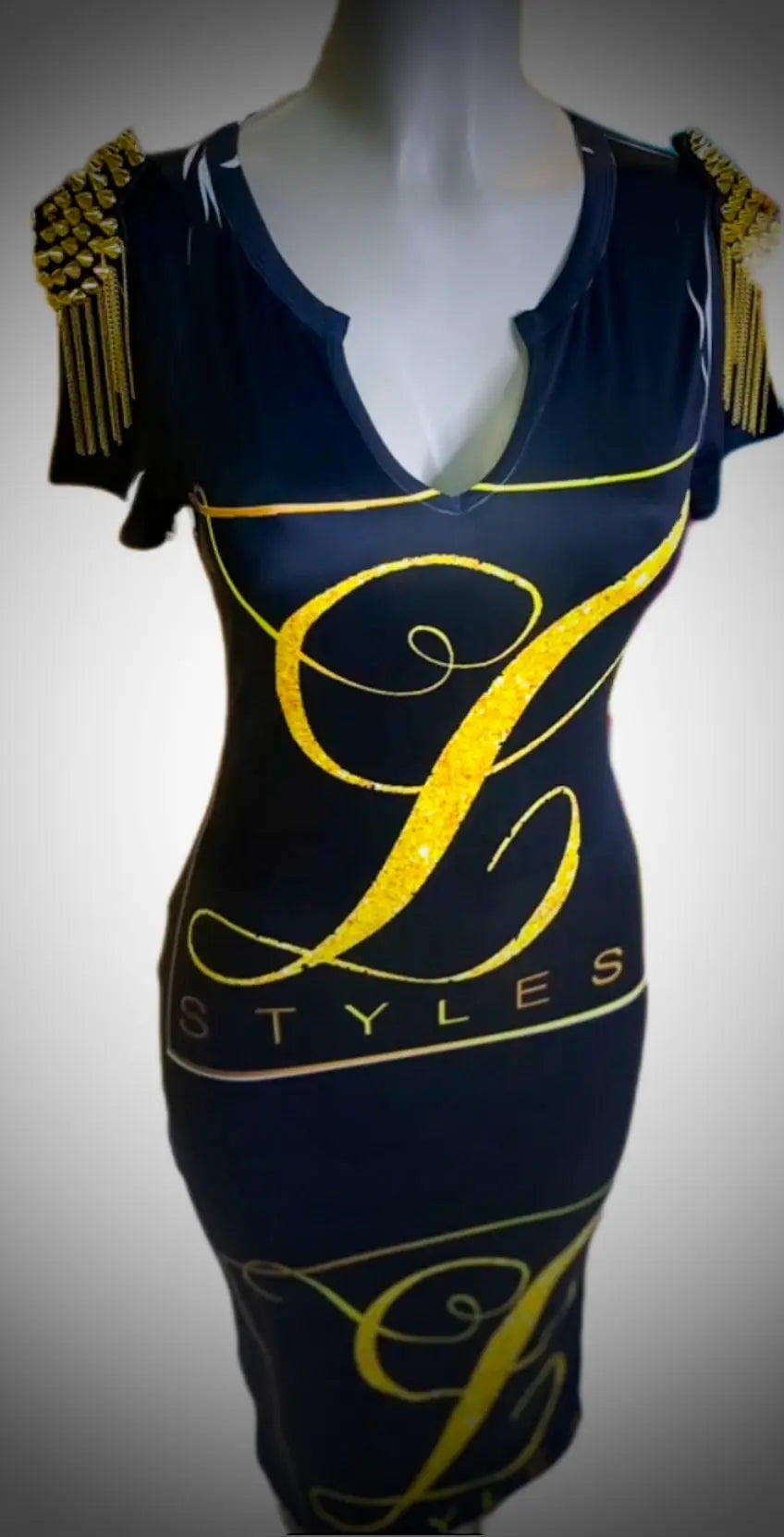 black and gold theme party dress Black and Gold Sequin and Tulle Choker Neck Cocktail Gown