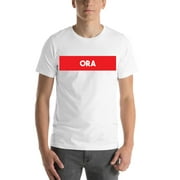 L Super Red Block Ora Short Sleeve Cotton T-Shirt By Undefined Gifts