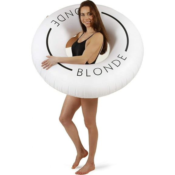 LÔTELI Blonde Black and White Pool Float | Minimal Aesthetic Inflatable Swim Ring | Classic Prop for Party, Photo Shoot, Summer Fun & Relaxation | Durable & Easy to Inflate
