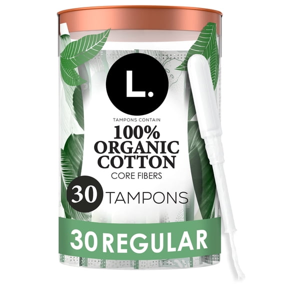 L Tampons Organic Cotton Core Regular 30 Count, 1 Ea..