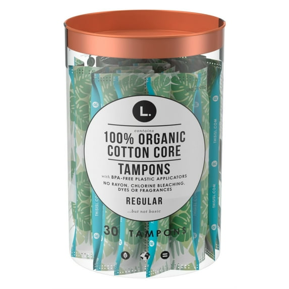L. Tampons Organic Cotton Core Regular 30 Count (Pack of 3)