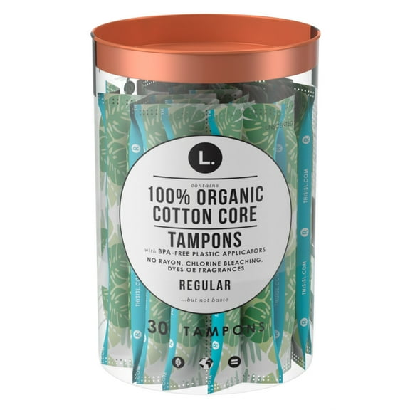 L. Tampons Organic Cotton Core Regular 30 Count (Pack of 3)