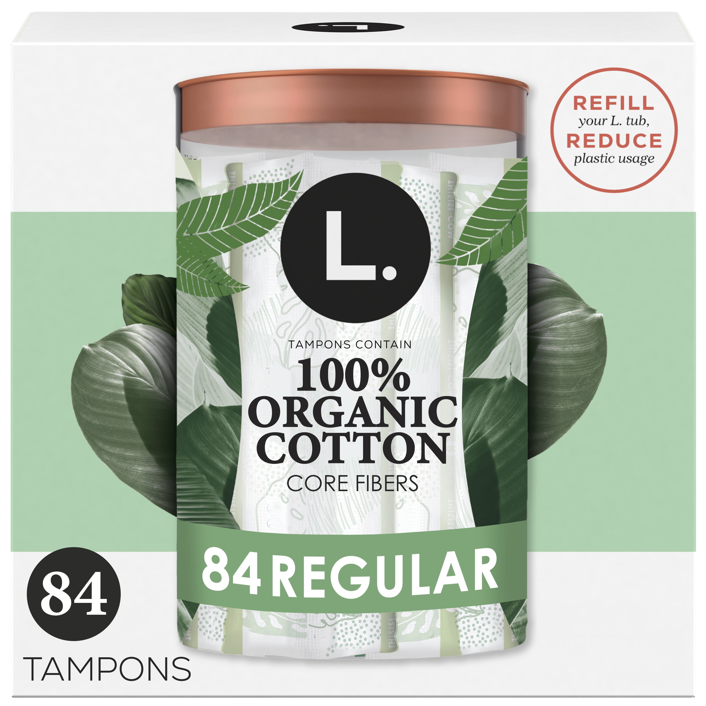 L. Organic Cotton Tampons Regular Absorbency, 84 Count