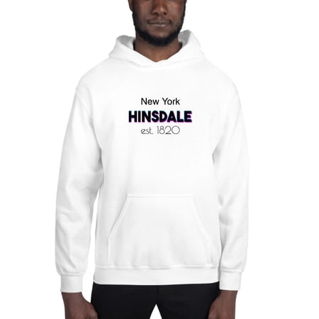 L Tri Color Hinsdale New York Hoodie Pullover Sweatshirt By Undefined Gifts
