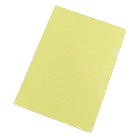 L-Type Plastic Folder Safe Project Pockets Transparent Clear Document Folder 1 Pc for A5 Paper Plastic Paper Jacket Sleeves in Assorted Project Folders, 6.29x8.85 Inch, Transparent Yellow