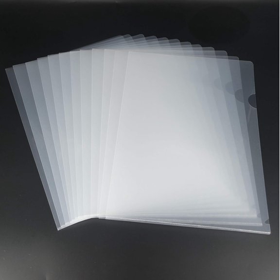 L-Type Plastic Folder Safe Project Pockets Transparent Clear Document Folder 12 count for A4 paperPlastic Paper Jacket Sleeves in Assorted Project Folders