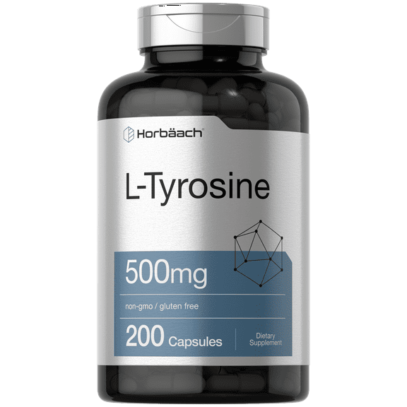 L Tyrosine 500mg Capsules | 200 Count | Non GMO, Gluten Free Supplement | by Horbaach