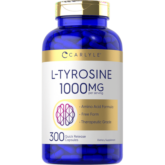 L Tyrosine Capsules | 1000mg | 300 Count | by Carlyle