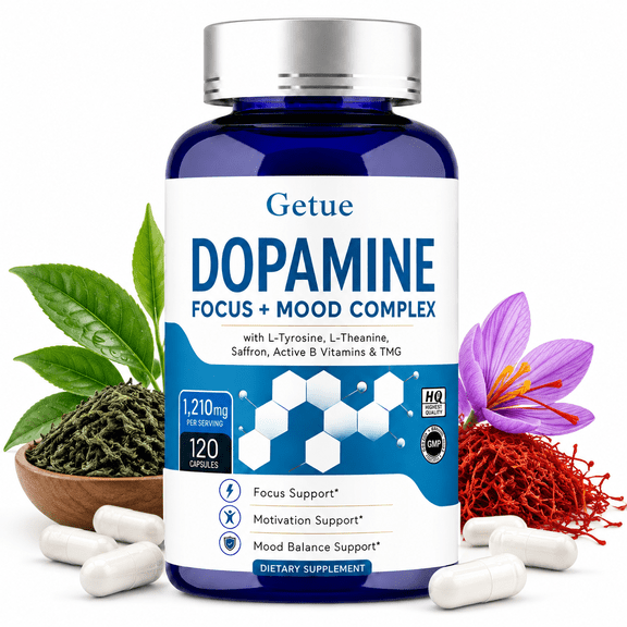 L-Tyrosine Dopamine Brain Food Supplement | Mental Energy & Focus Support with B Vitamins | Cognitive Health & Mental Drive, Vegan Capsules,120 Count