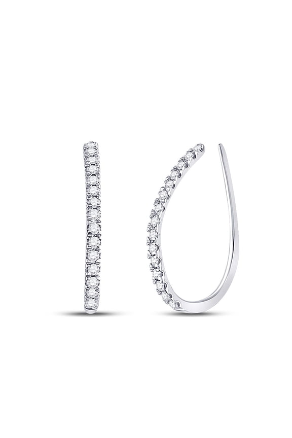 10k White Gold Diamond Hoop Earrings 1/4 Ctw