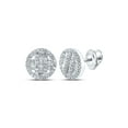 thumbnail image 1 of L U DIAMONDS 10k White Gold Mens Baguette Diamond Circle Earrings 1/3 Ctw, 1 of 2