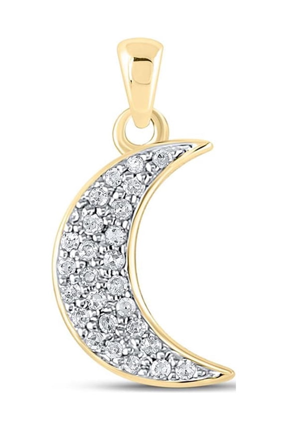 10k Yellow Gold Diamond Crescent Moon Pendant 1/8 Ctw