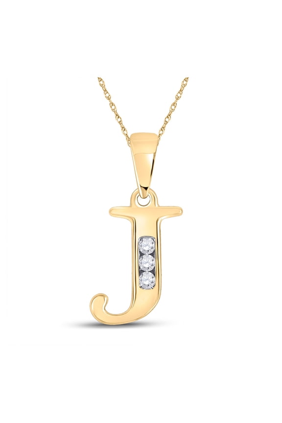 10k Yellow Gold Diamond J Initial Letter Pendant 1/20 Ctw