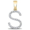 thumbnail image 1 of L U DIAMONDS 10k Yellow Gold Diamond S Initial Letter Pendant 1/5 Ctw, 1 of 3
