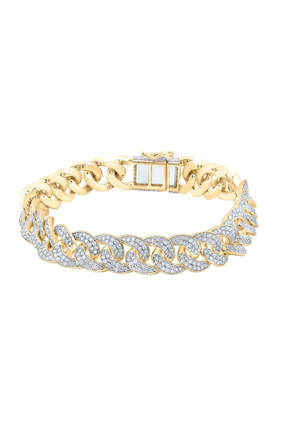 10k Yellow Gold Mens Diamond Cuban Link Bracelet 6-3/4 Ctw