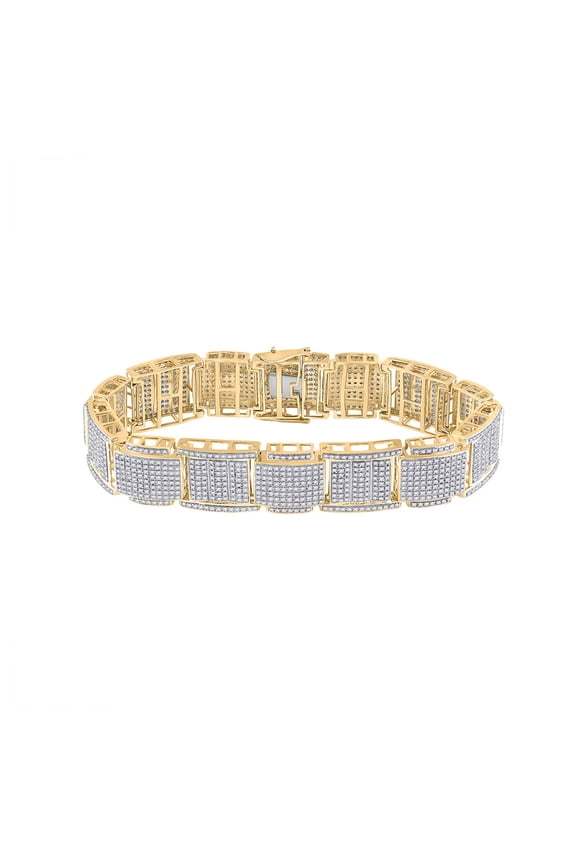 10k Yellow Gold Mens Diamond Link Bracelet 4-1/2 Ctw