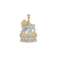 thumbnail image 1 of L U DIAMONDS 10k Yellow Gold Mens Diamond Lion Tiger Crown Charm Pendant 1/3 Ctw, 1 of 2