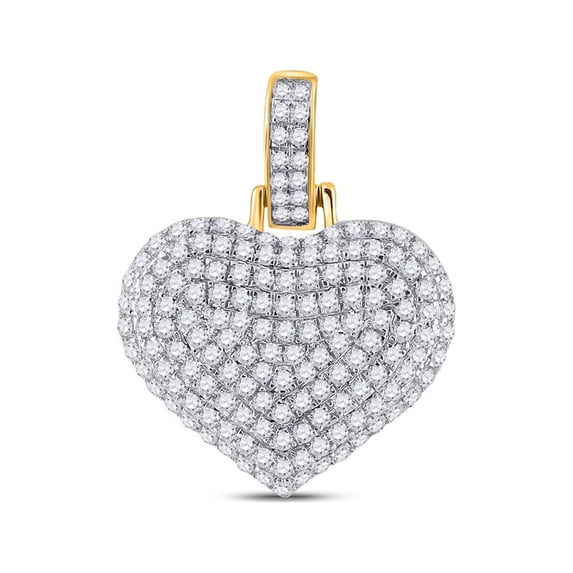 L U DIAMONDS 10k Yellow Gold Mens Diamond Lovely Heart Charm Pendant 1/2 Ctw