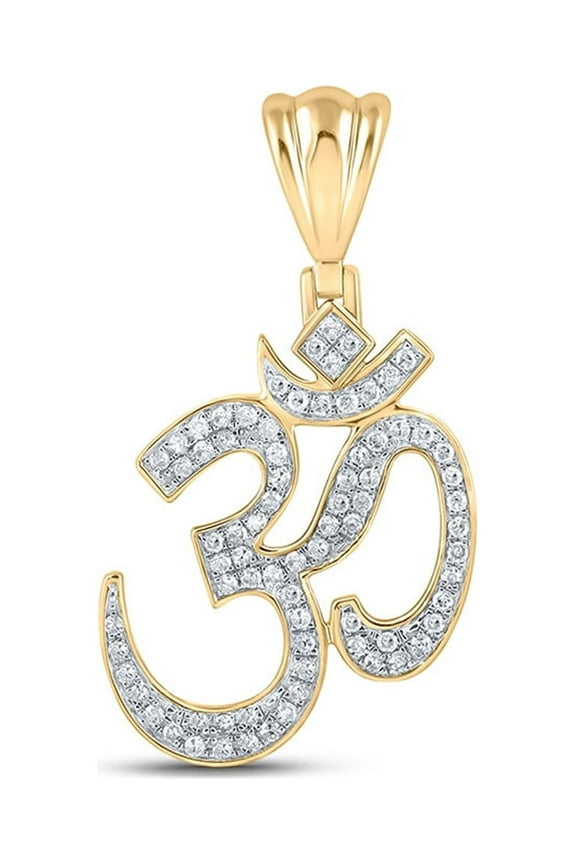 10k Yellow Gold Mens Diamond Om Charm Pendant 1/2 Ctw
