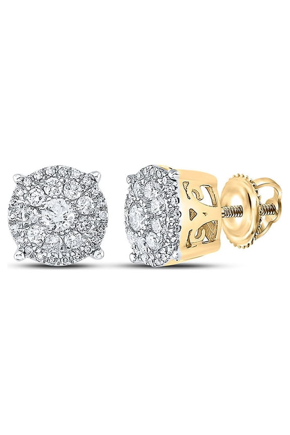 14k Yellow Gold Diamond Earrings 3/4 Ctw