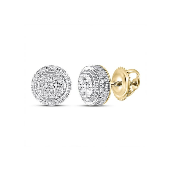 L U DIAMONDS Yellow-tone Silver Mens Diamond Circle Earrings .02 Ctw