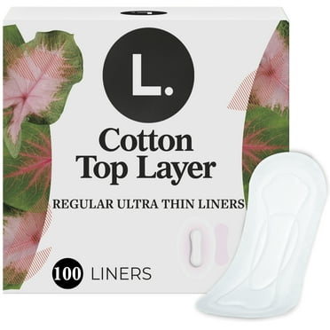 L. Ultra Thin Liners for Women, Regular Coverage, Cotton Top Layer, Unscented Pantiliners, 100 Count
