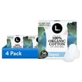 thumbnail image 1 of (4 pack) L. Ultra Thin Pads, Organic Cotton Top Layer, Super, 56 count, 1 of 13