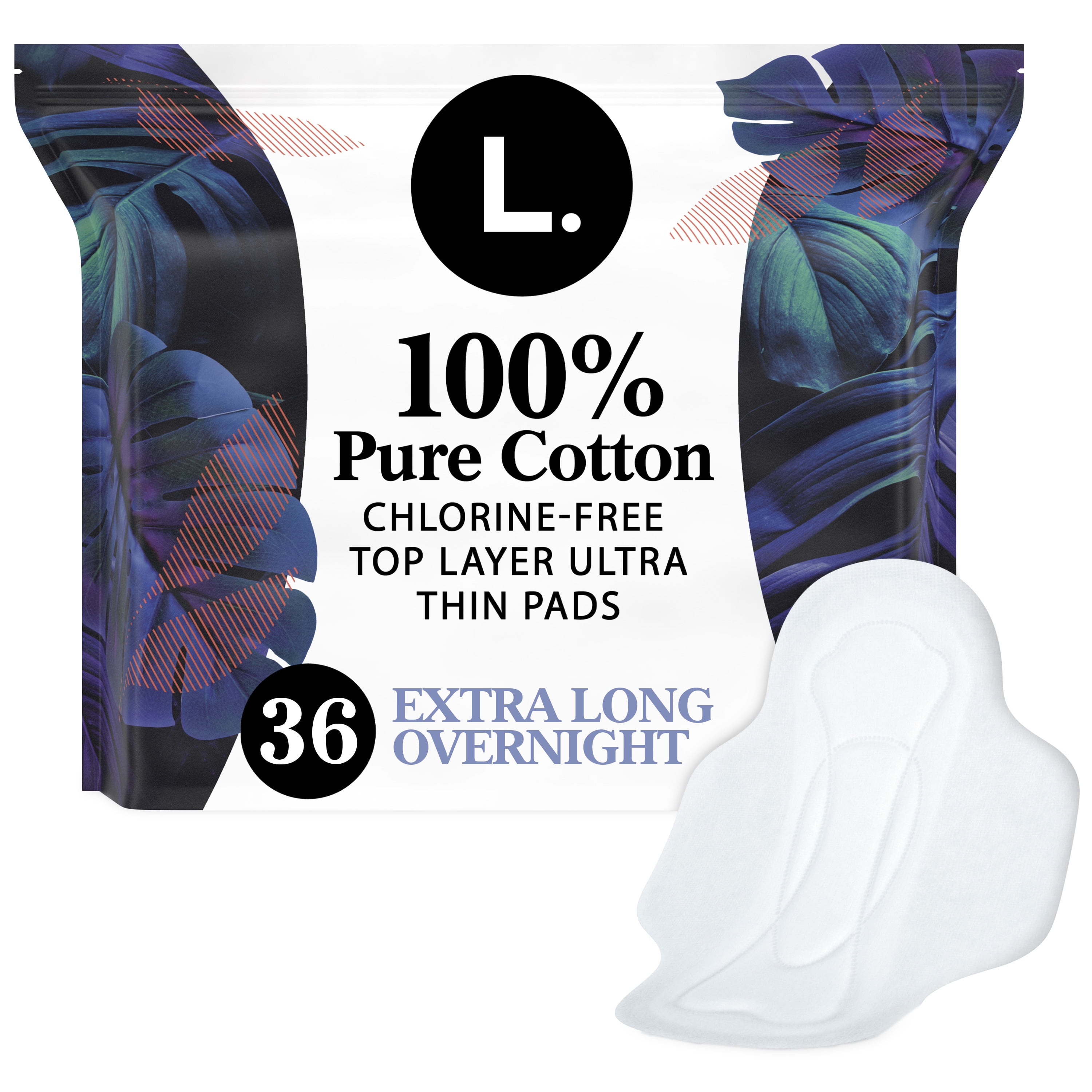 L. Ultra Thin Pads, Super Absorbency, 56 Ct, 100% Pure Cotton Top Layer 