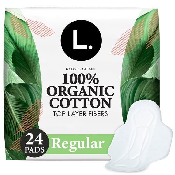 L. Ultra Thin Pads, Organic Cotton Top Layer, Regular, 24 Ct