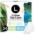 thumbnail image 1 of L. Ultra Thin Pads for Women, Organic Cotton Top Layer, Regular + Super Duo Pack Absorbency, Menstrual Pads with Wings, 34 Count, 1 of 13