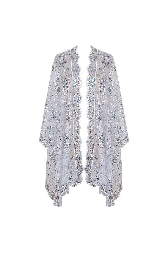 Women's 1920s Vintage Mesh Sequin Shawl Wrap, Elegant Evening Scarf for Wedding, Prom, Formal Party & Special Occasions