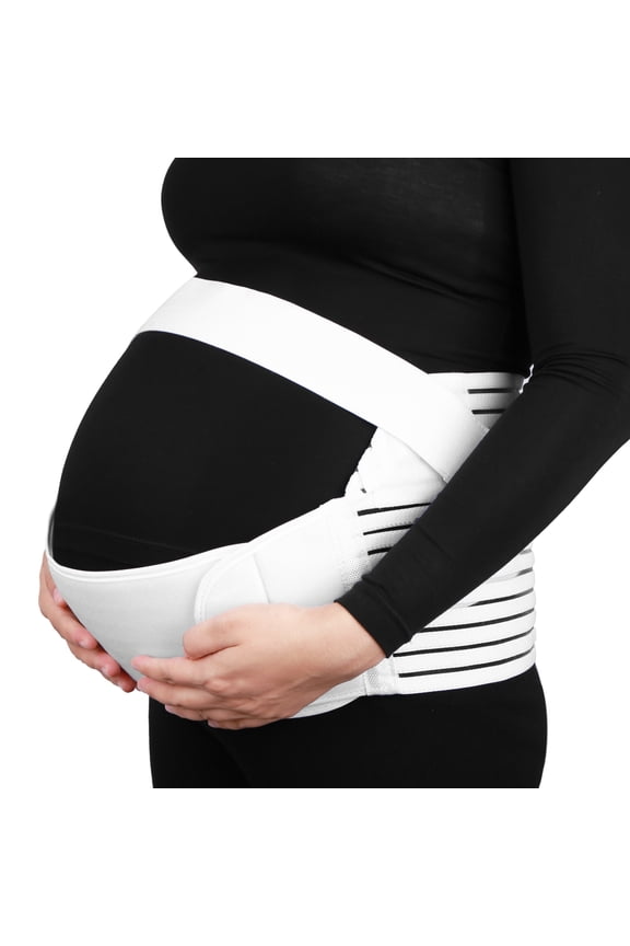 White Maternity Support Belt Pregnancy Waist Abdomen Belly Back Brace Band White L