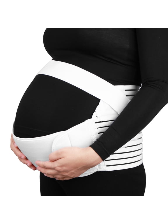 White Maternity Support Belt Pregnancy Waist Abdomen Belly Back Brace Band White L