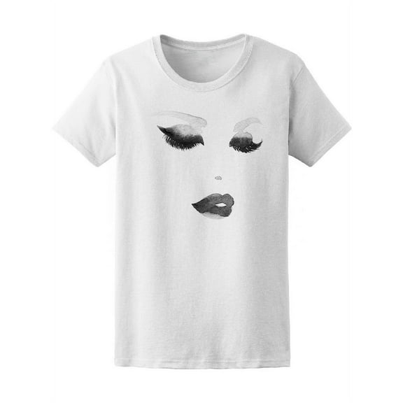 L Woman Face Fashion Watercolor  T-Shirt Women -Image by Shutterstock, Female Large