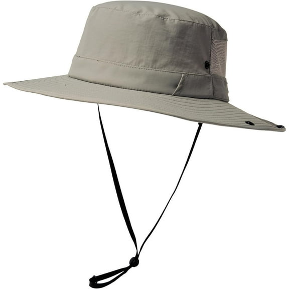 L/XL/XXL UV50  Waterproof Wide Brim Bucket Sun Hat for Summer Fishing Hiking w/Detachable Strap & Vented Mesh